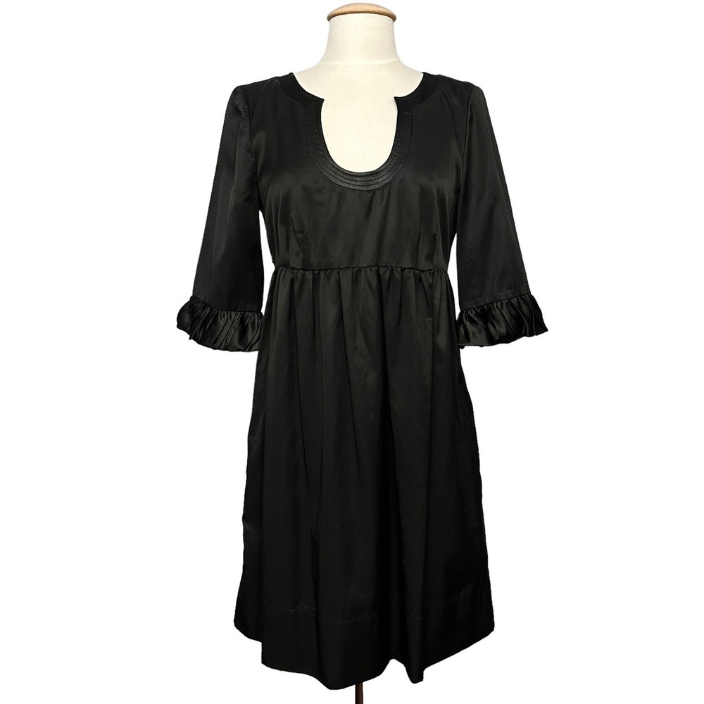 Babydoll Womens Dress 10 Black Satin High Waist Whimsigoth Dark Romantic Witchy
